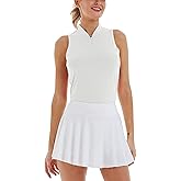 LastFor1 Women's Golf Polo Sleeveless Shirt Zip-Up UPF 50+ UV Protection Athletic Tops Slim Fit Quick Dry Lightweight