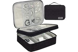 Ogetok Electronic Organizer Bag Travel Cable Accessories Double Layer Large Waterproof Storage Case for Adapter, Chargers, Po