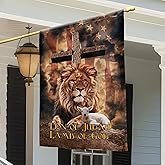 American Flag-Lion Of Judah Lamb Of God Cross v1 Flag, House Flag (29.5" x 39.5")-USA Flags Premium Polyester-Decorative Indoor Outdoor Flag