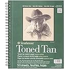 Strathmore 412-9 400 Series Toned Tan Sketch Pad, 9"x12" Wire Bound, 50 Sheets