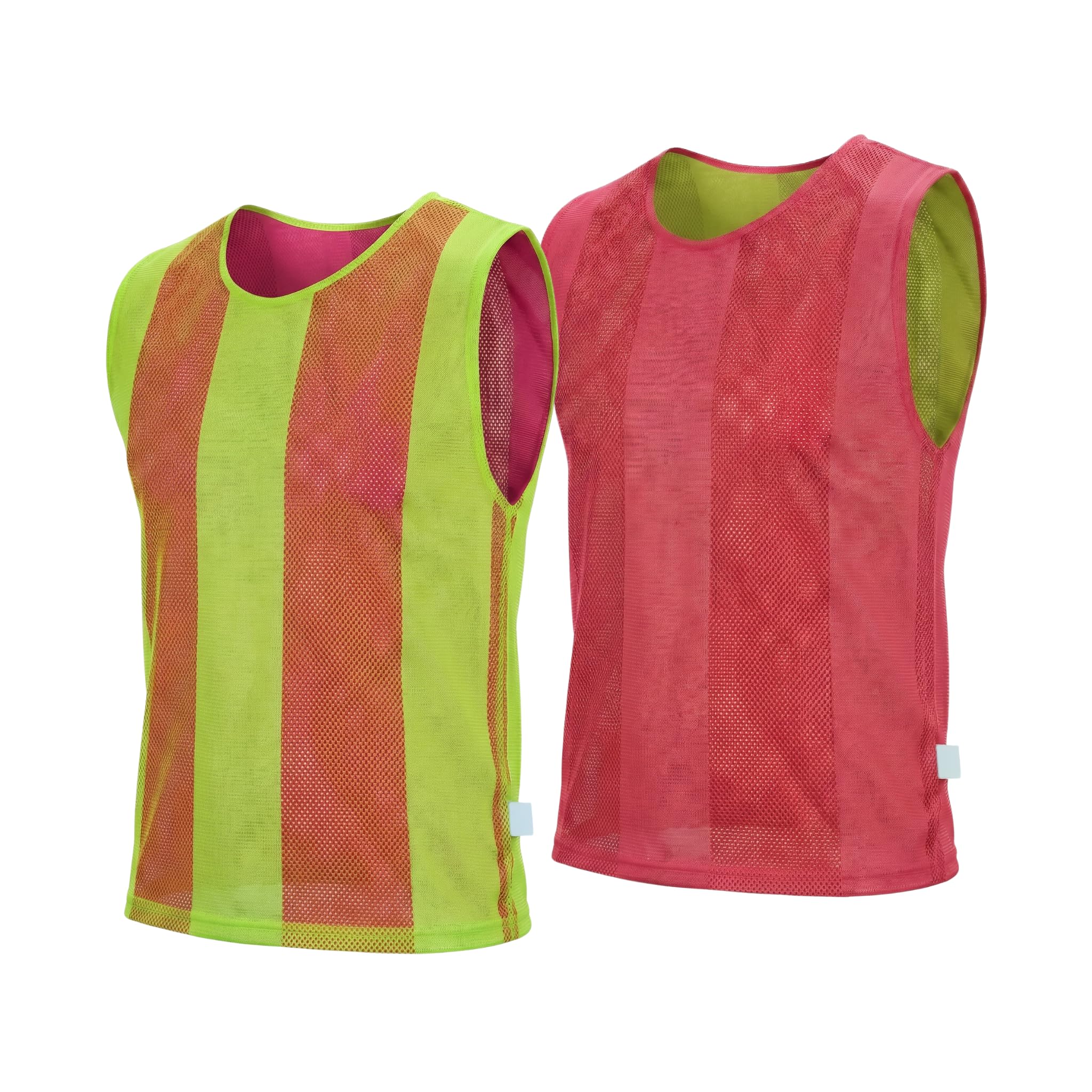 Sterling Sports 10 X Pack Football Training Bibs with Double Sided - Quick Dry Training Bibs For Football, Soccer, Cricket, Hockey & Basketball (Pink/Yellow, Junior (7 to 12 years old))