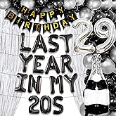 LaVenty Last Year In my 20S Birthday Decorations 29th Birthday Decorations for Men 29 Balloon Number 29 Birthday Balloons