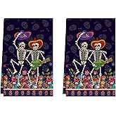 XCHI Dance Sugar Skull Music Guitar Flowers Dia De Los Muertos Mexican Day of The Dead Kitchen Towels Dish Towels 18x26 Inch Home Kitchen Decorations Hand Towels Set of 2 Drying Dishcloth