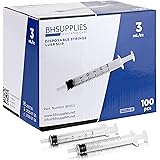 3ml Syringe Sterile with Luer Slip Tip - 100 Syringes by BH Supplies (No Needle) Individually Sealed