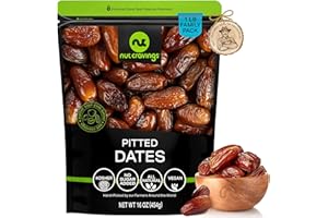 NUT CRAVINGS Dry Fruits - Sun Dried Deglet Noor Dates Pitted, No Sugar Added (16oz - 1 LB) Packed Fresh in Resealable Bag - Sweet Snack, Healthy Food, All Natural, Vegan, Kosher Certified