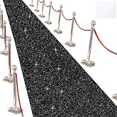 Glitter Carpet Runner for Party -200 GSM Thickness Non-Woven Fabric Runner Rug with Adhesive Tape, Hollywood Carpet for Event, Aisle Runner for Wedding Ceremony (Glitter Black, 2.6FTx15FT)