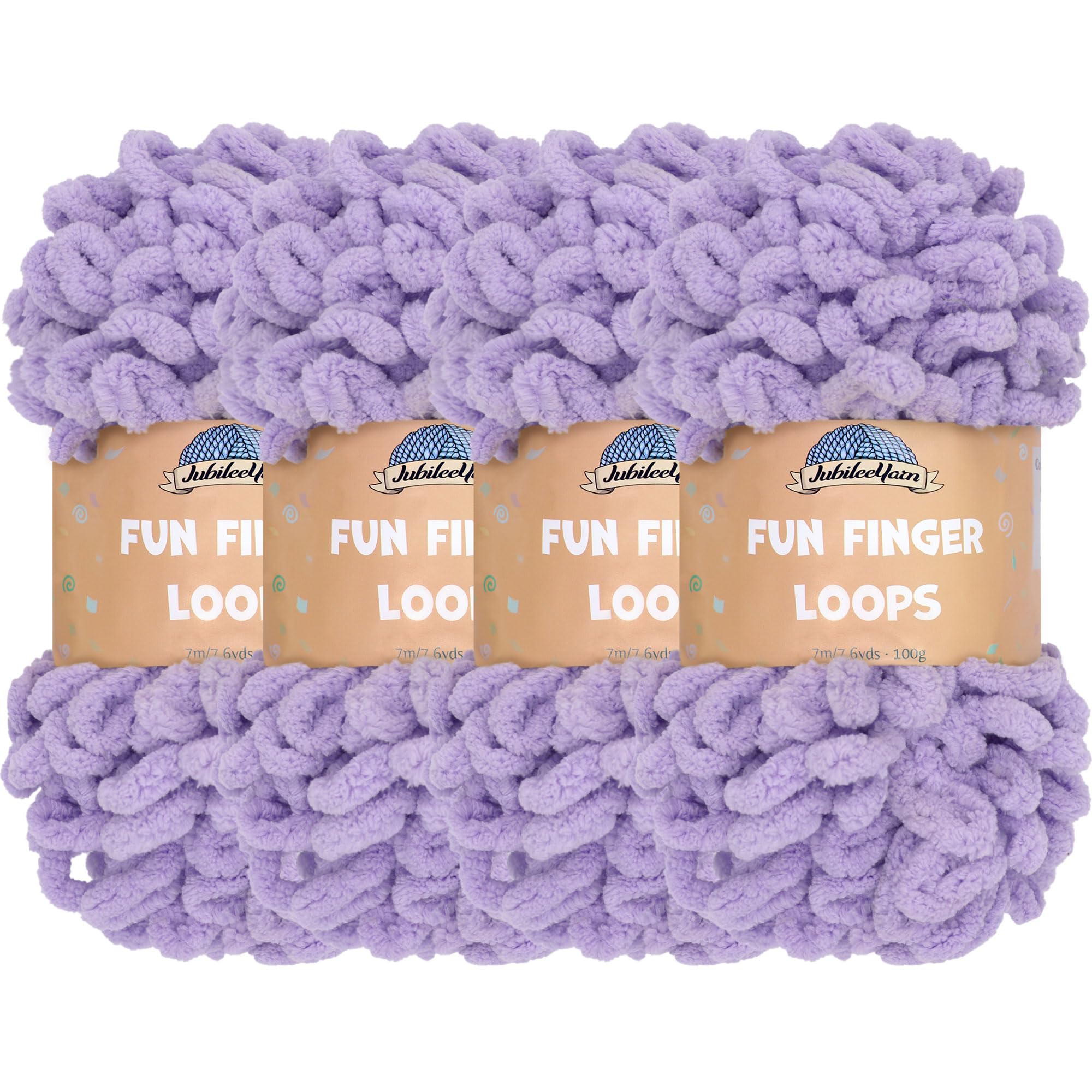 JubileeYarn Fun Finger Loops Yarn - Polyester Jumbo Weight Loop Yarn - 100g/Skein - Purple - 4 Skeins — image 1