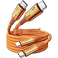 INIU USB C to USB C Cable, 240W [2-Pack, Orange, 6.6ft] Fast Charging Cable, PD Type C Cable Fast Charge, Braided USBC Phone 