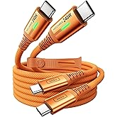 INIU 240W USB C to USB C Cable, [6.6ft+6.6ft] Fast Charging Type C, Orange | Nylon Braided, Fast Charging, LED Indicator, USB
