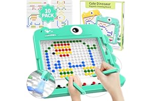 LQYoyz Magnetic Drawing Board for Toddlers, 13.2x13.2'' Doodle Board with 2 Magnetic Pen & 106 Beads, Magnetic Dot Art Educational Toddler Travel Toys for 3 4 5 6 Year Old Boys Girls