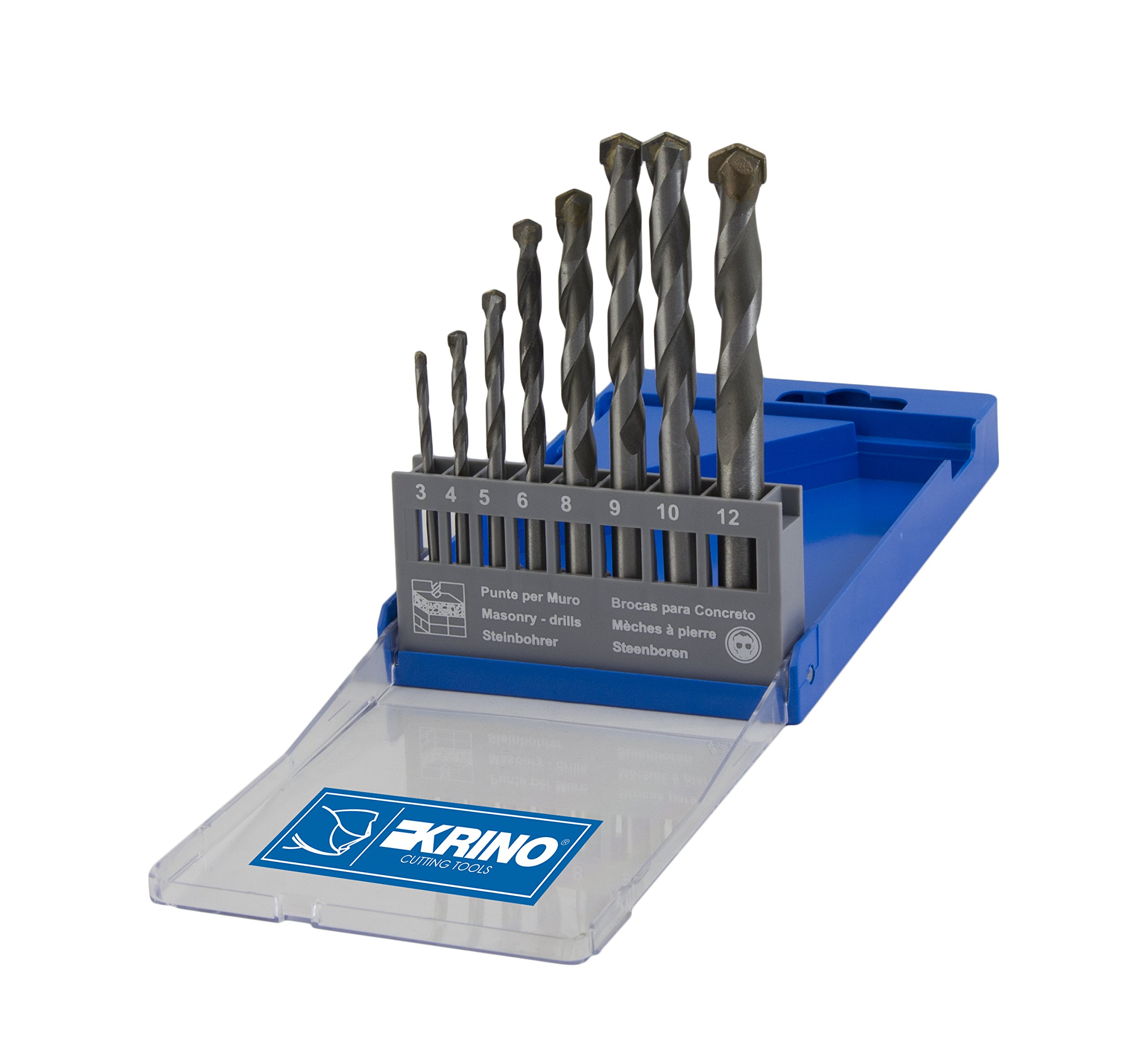 KRINO 03070203 Concrete Superior for Wall and Bits, Set of 8 Pieces, Steel, 3 ÷ 12 mm