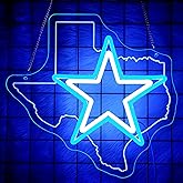 Cowboy Football Neon Sign Texas Neon Sign for Wall Decor - Neon Star Acrylic USB Powered LED Wall Art Decor, Light Up Sign Dimmable, for Man Cave Bedroom Bar Club Party Game Room 14.02 x 13.35 Inches