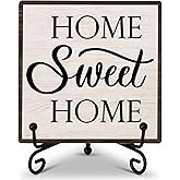 GOLRMC Home Sweet Home Decor, Kitchen Decor and Accessories, Farmhouse Wooden Plaque with Iron Stand for Living Room Desk Shelf Decor-A19