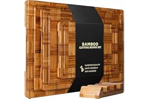 Oillase Extra Large Bamboo Cutting Boards, (Set of 3) Chopping Boards with Juice Groove Bamboo Wood Cutting Board Set Butcher