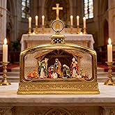 Christmas Snow Globes, 11.4" Nativity Glitter Water Lantern with Song, 6H Timer Battery & USB Powered Music Box for Christmas Decorations Indoor