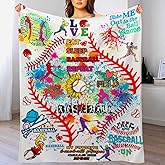 Baseball Blanket, Baseball Gifts for Boys Girls Ultra Lightweight Soft Plush Flannel Letter Printed Throws Blanket for Sofa Bed Couch Throw 60"X50" M6