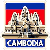 Cambodia Sticker 4 Inch City Travel Souvenir Destination - Waterproof Vinyl Decal for Laptop Water Bottle Car Tumbler - Durable Aesthetic Long-Lasting Stickers for Adults ID44990