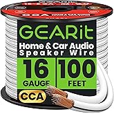 GEARit 16 Gauge Speaker Wire, Speaker Cable 100ft for Car Audio, Home Theater, CCA(White)