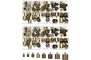 Cord End Cap for Jewelry Making, Kumihimo End Cap Finding Kit for Leather, Tassels; Antique Brass 4mm to 12mm 160 PCs by Mandala Crafts