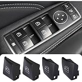 Panwarmoll 4Pcs Front Driver Window Switch Button Cap Fit for Mercedes-Benz C-Class E-Class GLK W204 W212 E220 C180 C200 C220 C300 C250 W166 Driver Side Front Left Repair Kit Replace A2049055402