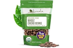 Kevala Organic Cacao Beans - Sun Dried Natural Beans for Brewing, Sugar Free Base for Homemade Chocolate, Nutritious Addition to Breakfasts and Drinks, Vegan Option with No Additives, 1 lb, 16 oz