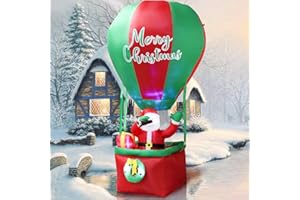 TRMESIA 8FT Christmas Inflatable Santa Claus Decoration Hot Air Balloon Christmas Blow up Outdoor Decorations with LED Lights Blow up Decor for Indoor Outdoor Yard Lawn, Idea