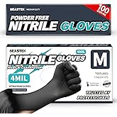 BEASTEK Black Nitrile Disposable Gloves, 4.0 Soft+&trade; Powder-Free 100 &amp;1000CT | Powder Free &bull; Latex-Free &bull; Medical exam-grade &bull; Textured Fingertips &bull; Cooking &bull; Cleaning &bull; Food Prep &bull; Tattoo &bull; Disposable