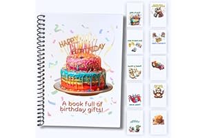 FEATHERSTONE MOTIFS Birthday Gift Card Book 5x7 inches with Stickers, 10 Page Soft Cover Spiral Bound with Protective PVC Cover, and 20 Double Sided Sticky Dots - 4 Different Cover Design Options (Birthday Cake)
