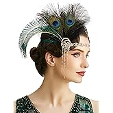 BABEYOND 1920s Flapper Headpiece Headband - Roaring 20s Great Gatsby Feather Headband 1920s Flapper Gatsby Accessories
