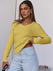 ANRABESS Womens Long Sleeve Cable Knit Sweater 2025