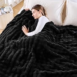 NEWCOSPLAY Queen Blanket for Couch Black Super Soft