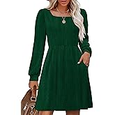 OFEEFAN Christmas Dresses for Women Knit Sweater Dress for Woman Deep Green S
