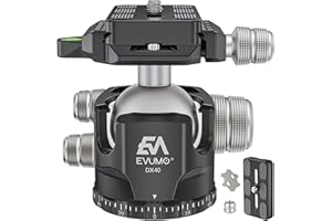 EVUMO DX40 Tripod Ball Head, 40mm Low Profile Heavy Duty Ball Head Mount, Panoramic CNC Ball Head with Two Arca Swiss Quick Release Plate for Camera Tripod Monopod DSLR Camcorder, Max Load 44lb/20kg