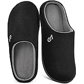 VeraCosy Men's Two-Tone Memory Foam House Slippers Indoor Outdoor Durable Rubber Sole