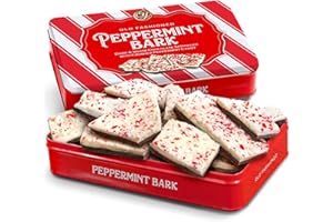 A Gift Inside CY Chocolates Handmade Dark and White Layered Peppermint Bark Tin for Christmas, Holiday Gift