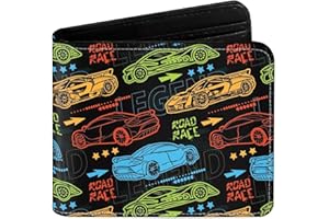 EXXBYELI Teen Boys Cool Wallet Funny Leather Wallets Credit Id Card Cash Holder Black Rfid Blocking Zipper Cute Kawaii Aesthetic Wallets With Coin Pocket Id Window For Teen Boy Male Youth Guys Men Teenager