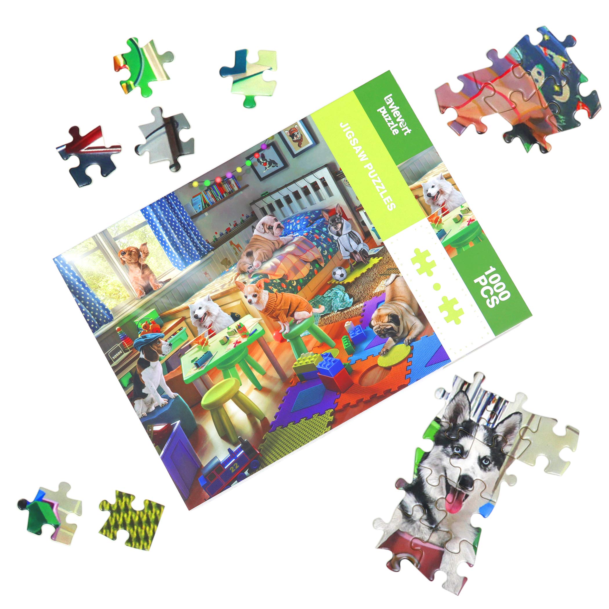 Lavievert 1000 Piece Jigsaw Puzzle Game for Adults - Naughty Doggies