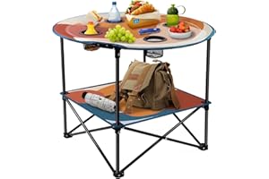 LESES Beach Table Tailgate Table Portable Picnic Table with 4 Cup Holders and Carrying Bags Folding Camping Tables That Fold Up Lightweight for Outdoors/Camping/Hiking