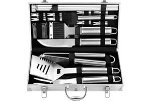 ROMANTICIST Complete Grill Accessories Kit - The Very Best Grill Gift on Birthday Wedding - Professional 21PC BBQ Accessories Set with Case for Outdoor Camping Grilling Smoking