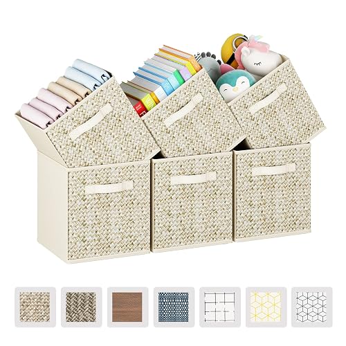6-Pack Foldable Storage Cubes - 11 Inch Fabric Bins With Handles, Collapsible Organizers For Closet, Toys, Office