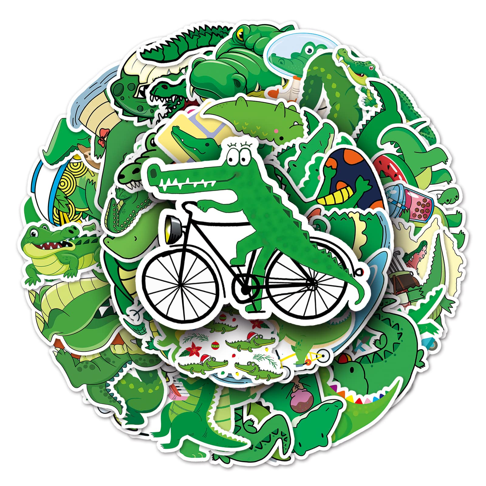 Crocodile Stickers for Laptop (50 PCS),Gift for Children Teens Adults Girl Boys,Waterproof Stickers for Water Bottle,Green Crocodile Vinyl Stickers for Scrapbook,Skateboard,Bike Dairy
