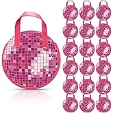 Aliceset 18 Pcs Disco Party Gift Bags Disco Ball Non Woven Goodie Bags Tote 70s 80s Supplies for Women Dancing Bachelorette Birthday Wedding Bridal Shower Party Decoration (Pink)