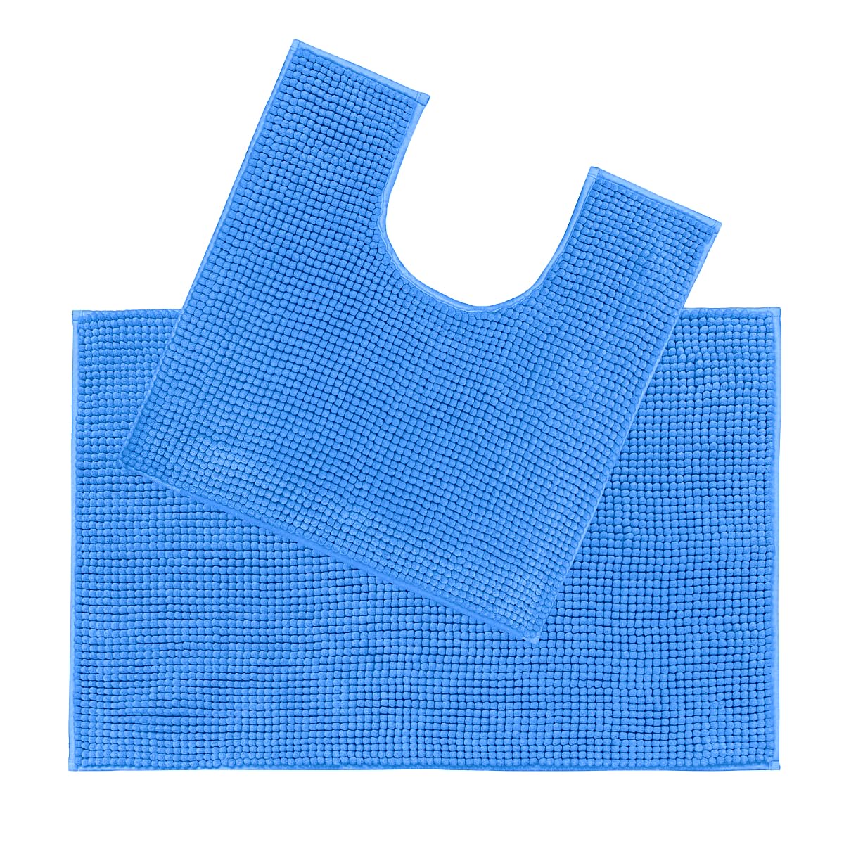 Allure Chenille Bobble Bath Mat Set - Non Slip Two Piece Bath & Toilet Mat Set, Super Soft, Absorbent & Easy Care (Blue) — image 1
