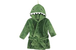 Hudson Baby Unisex Baby Plush Animal Face Bathrobe, Dinosaur, 0-9 Months