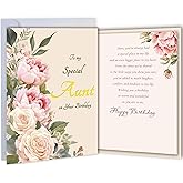 TzenvoGift Aunt Birthday Card Aunt Birthday gifts - Double-layer card, Design with Gold Foil text, with envelope and Envelope sticker Heartfelt Message(5.6 x 8.1”)