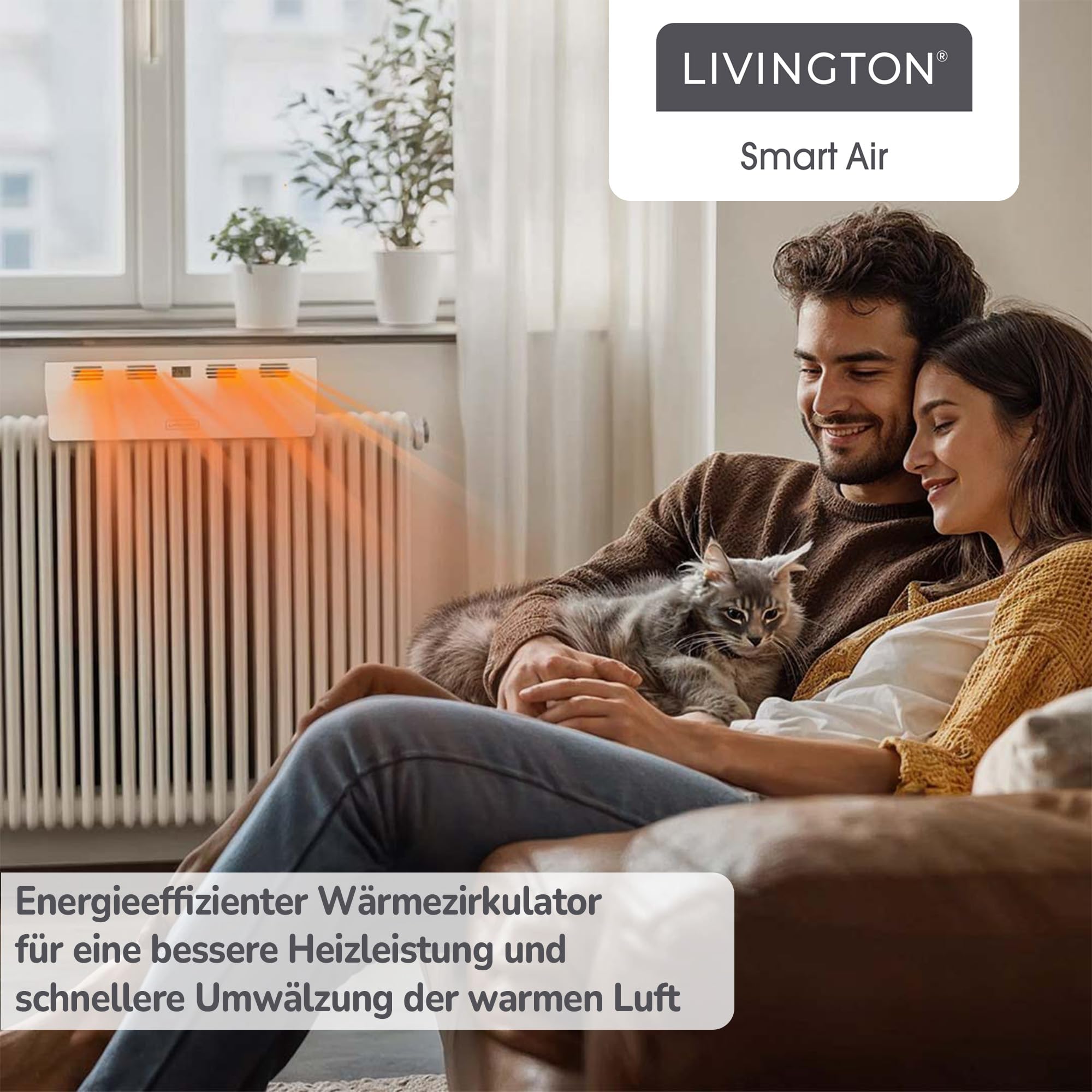 Livington SmartAir - 2x Heizkörperventilator - Heizungsventilator zur besseren Wärmeverteilung, Heizleistung erhöhen & Heizkosten senken - Heizkörperverstärker als Energiesparlösung, Warmluftverteiler 2