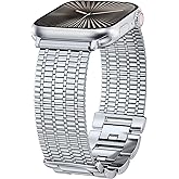 Moolia Stainless Steel Band Compatible with Apple Watch Strap 40/42/41/38/44/46/45/49mm Women, Dressy Fancy Bracelet Metal Mesh Link Wristband for iWatch Series 11 10 9 8 7 6 5 4 3 SE/Ultra 3 2 1