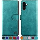 SUANPOT for Samsung Galaxy A15 5G Wallet case with RFID Blocking Credit Card Holder,Flip Book PU Leather Protective Cover Women Men for Samsung A15 Phone case Blue Green