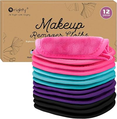 Orighty Flannel Makeup Remover Cloths 12 Pack 5x5 inches Reusable