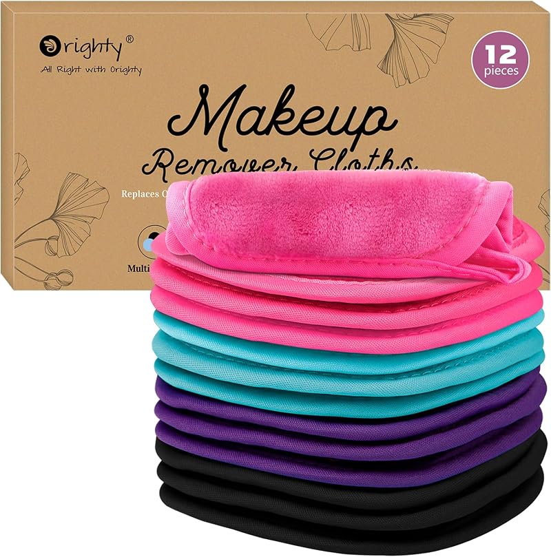Orighty Flannel Makeup Remover Cloths 12 Pack 5x5 inches Reusable